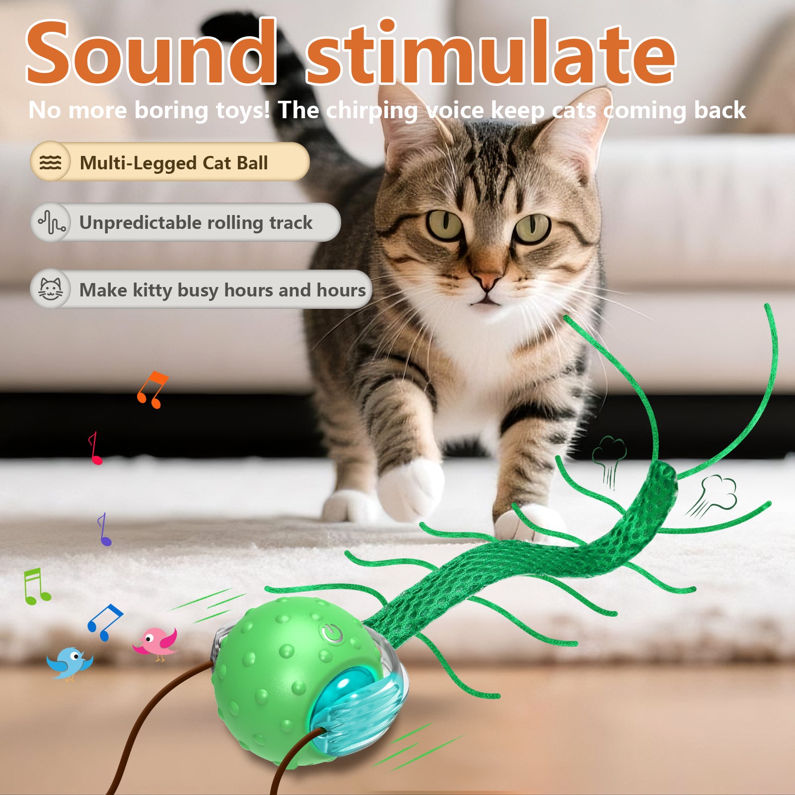 Bentopal Interactive Cat Toy Centipede Ball