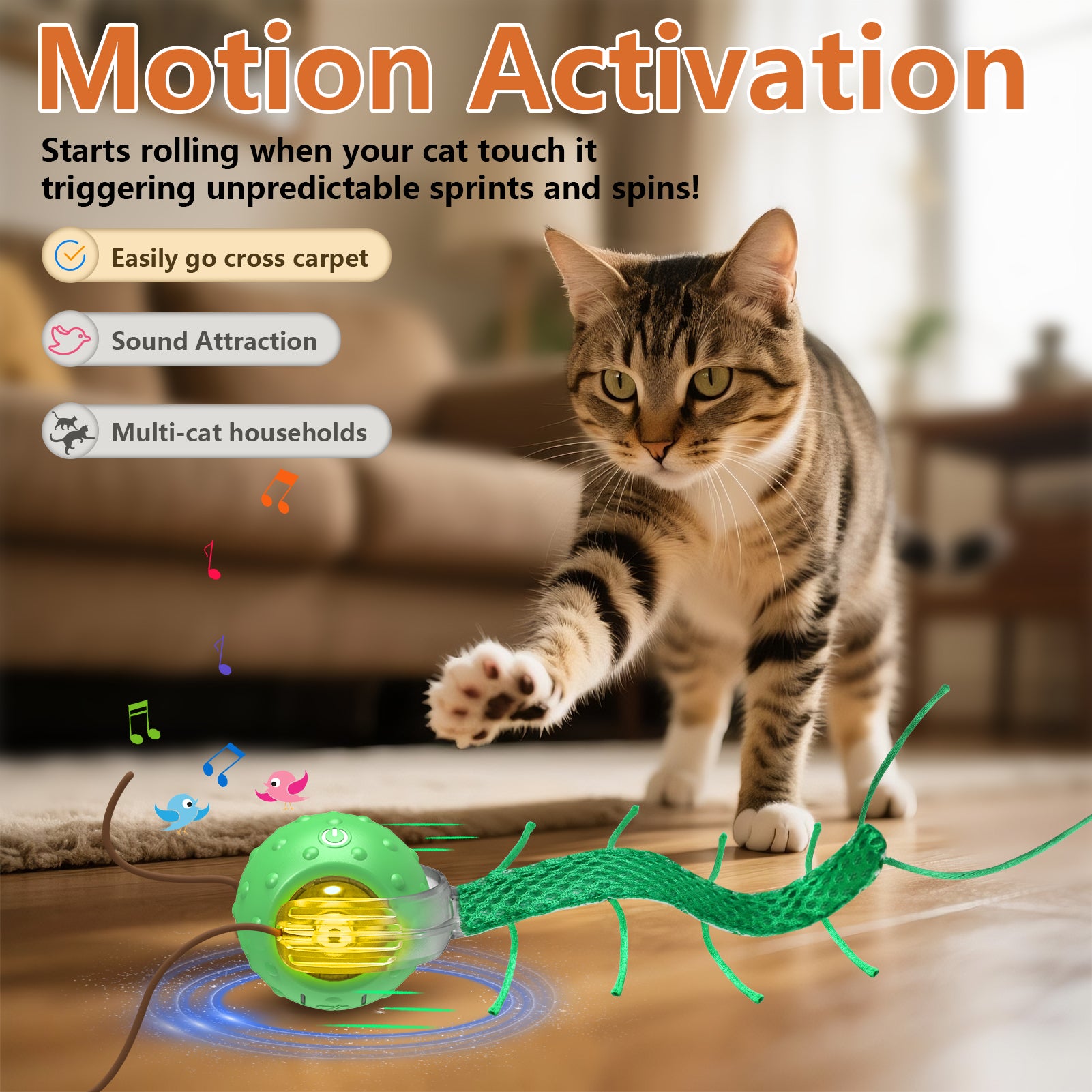Bentopal Interactive Cat Toy Centipede Ball