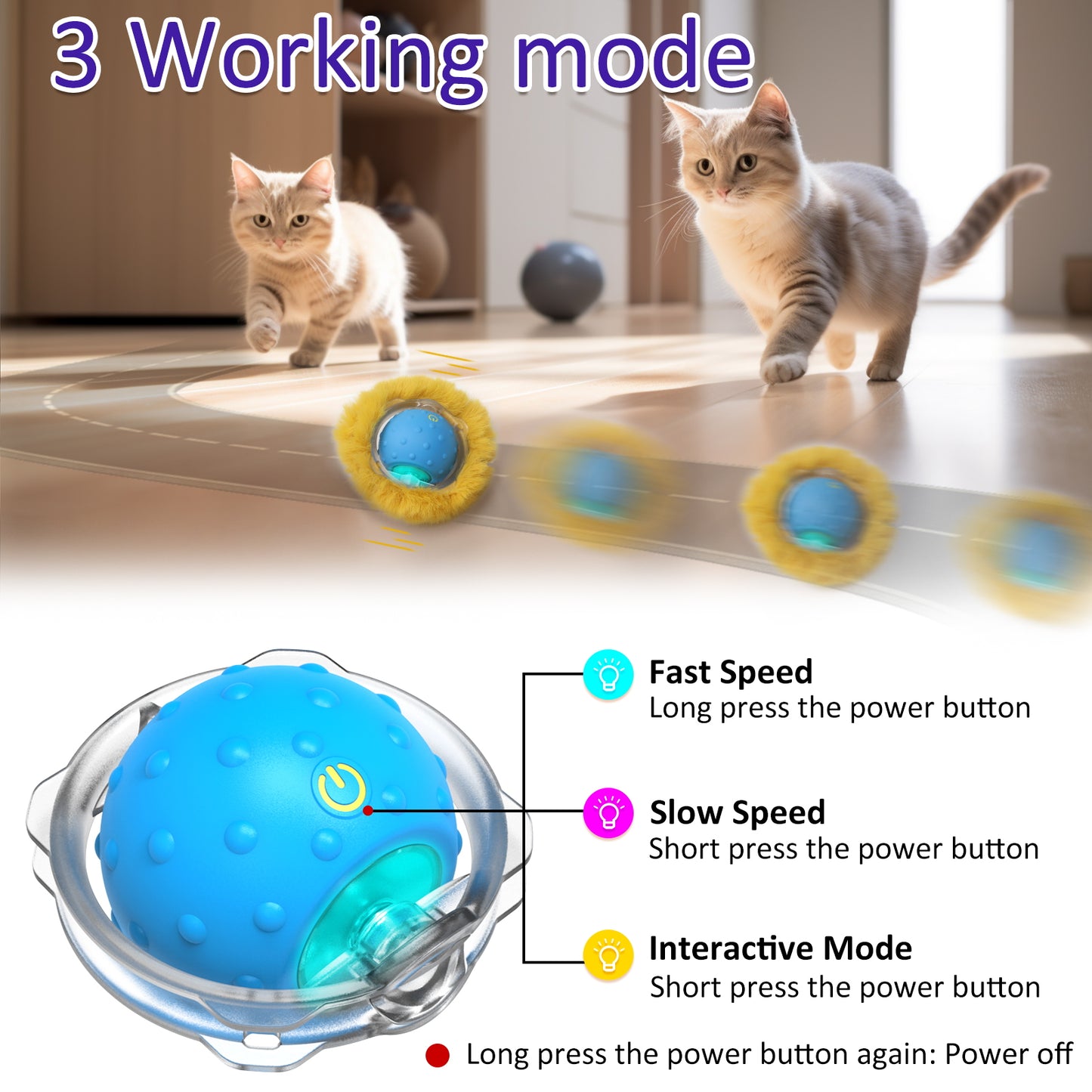 BENTOPAL Hide Seek Motion Activate Cat Toy Ball