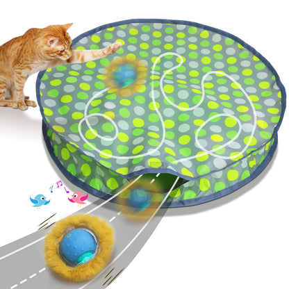 BENTOPAL Green Polka Dot Motion Chirping Cat Toy Ball