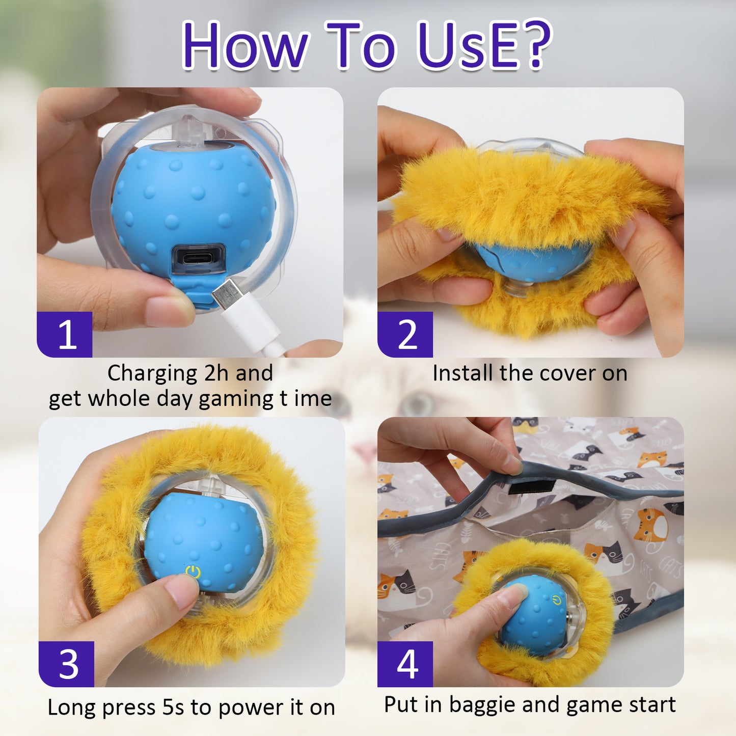 BENTOPAL Hide Seek Motion Activate Cat Toy Ball