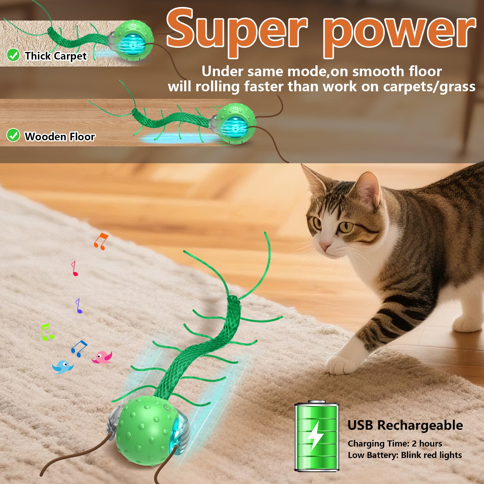 Bentopal Interactive Cat Toy Centipede Ball