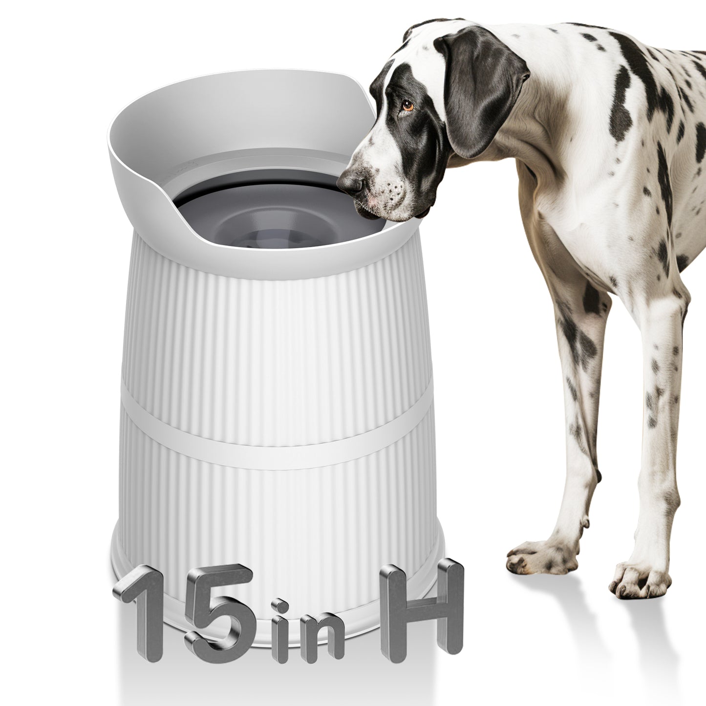 Bentopal Elevated Dog Bowl, Large (15.4 inches tall), with Stand, 4.4-Liter Spill-Proof Dog Water Bowl, Stainless Steel Bowl, Adjustable, Tip-Proof, Non-Slip Pet Water Dispenser (Suitable for Large and Medium-Sized Pets)