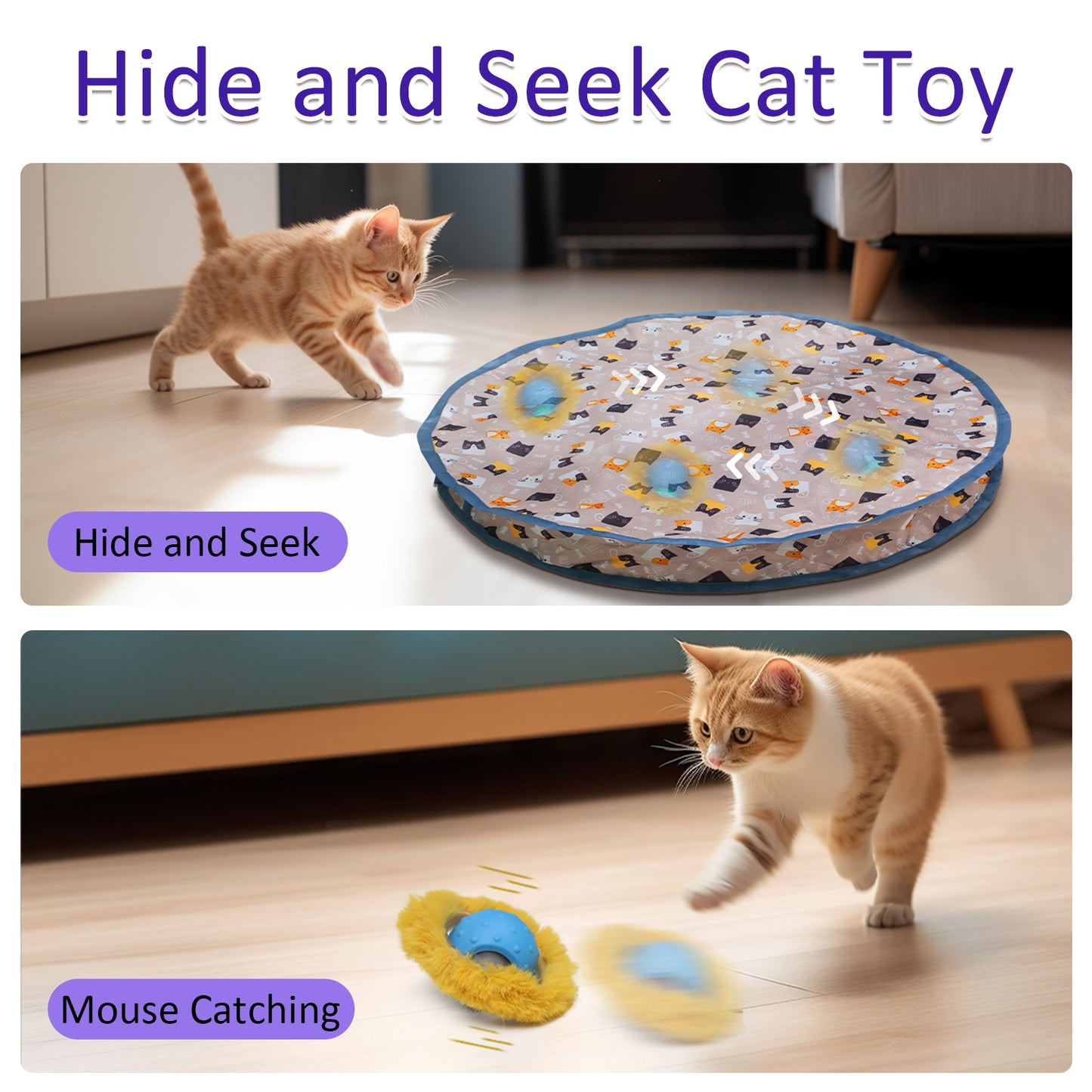 BENTOPAL Hide Seek Motion Activate Cat Toy Ball