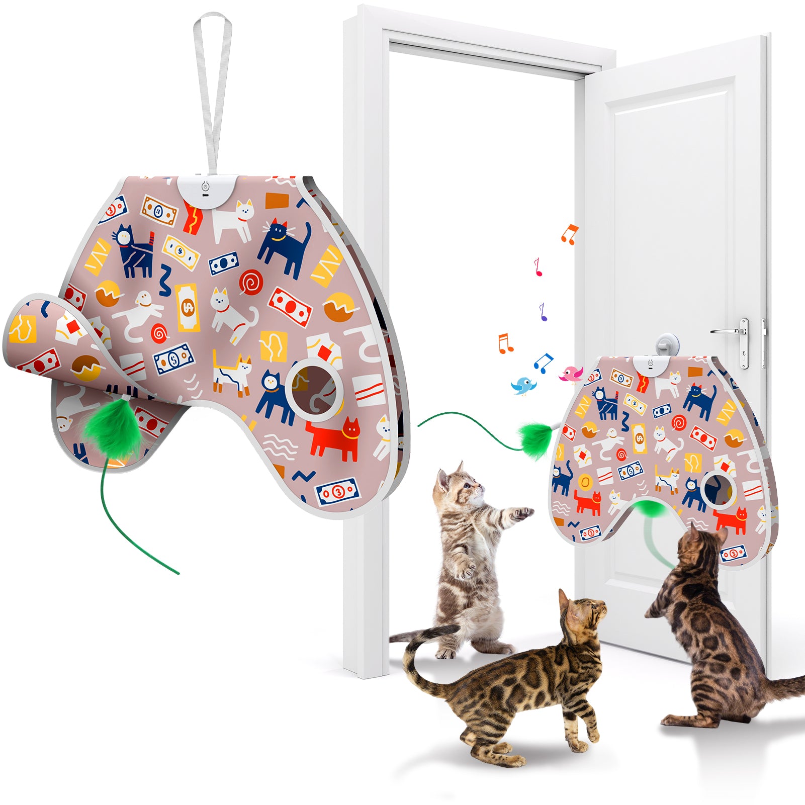 Bentopal Wall-Mounted Cat Teaser (with Hidden Feathers)