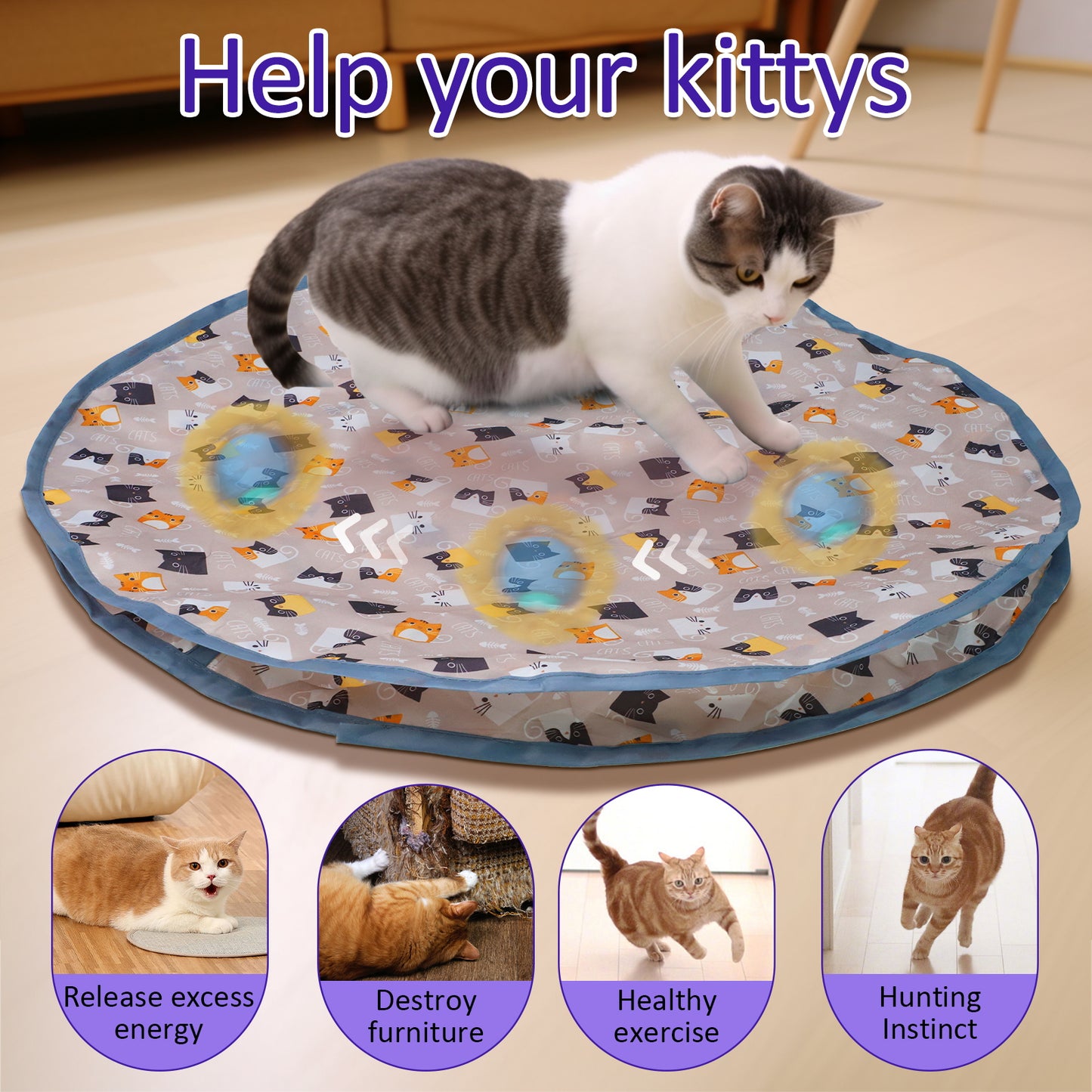 BENTOPAL Hide Seek Motion Activate Cat Toy Ball